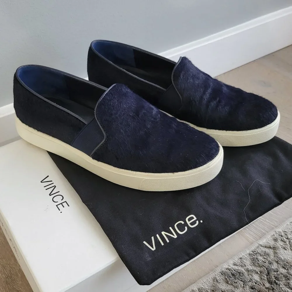 VINCE Blair - 12   Blue Slip on Suede Sneakers